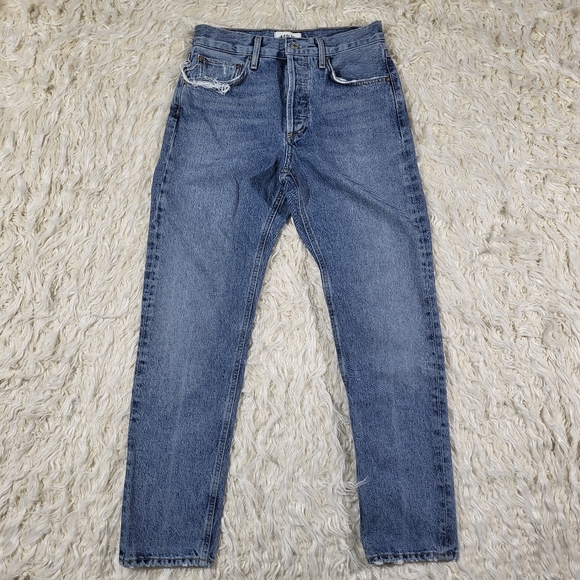 Agolde 90's Crop Mid Rise Straight In Hooked Organic Cotton Jeans Size 24 - Picture 2 of 15